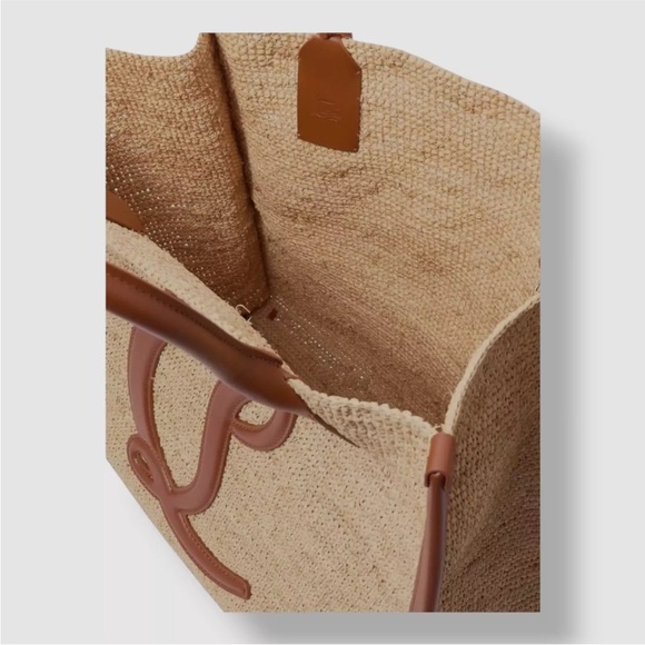 Christian Louboutin By My Side Women's Beige Raffia Leather Large Logo Tote Bag - Picture 3 of 4